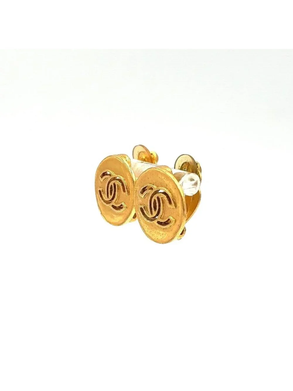 Chanel CC Logo Gold Plated Earrings